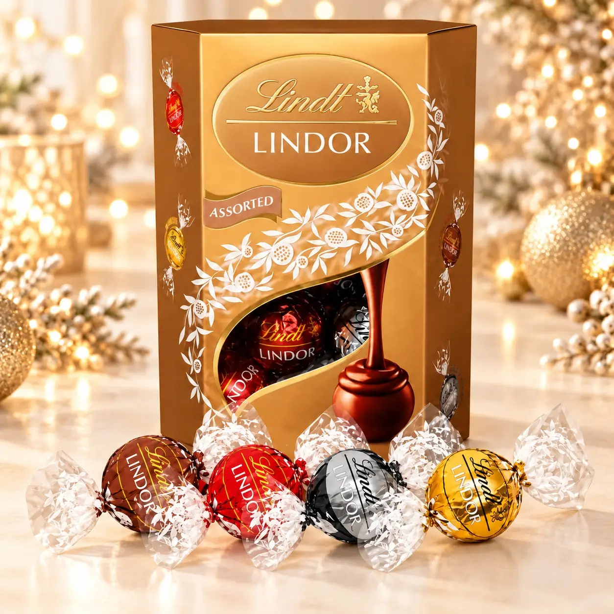 Цукерки шоколадні кульки Асорті Lindt Lindor Assorted Chocolate Irresistibly smooth Ліндт Ліндор в обгортках 4 види Коробка 200г