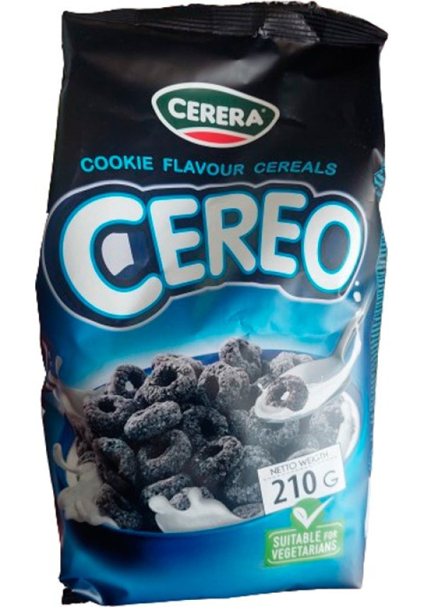 Сухий Сніданок Злаки хрумкі Кільця Cerera Cookie Flavour Cereals Hoops Oreo Церера з смаком печива Орео Пакет 210г