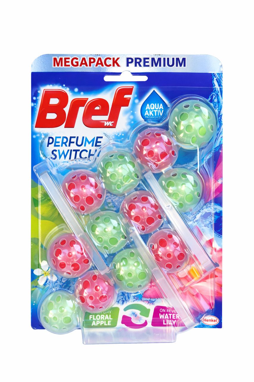 Підвіска блок для унітазу з Перемиканням ароматів Bref WC Perfume Switch Floral Apple Water Lily Бреф Яблуко Квіти Лілії 3шт 150г