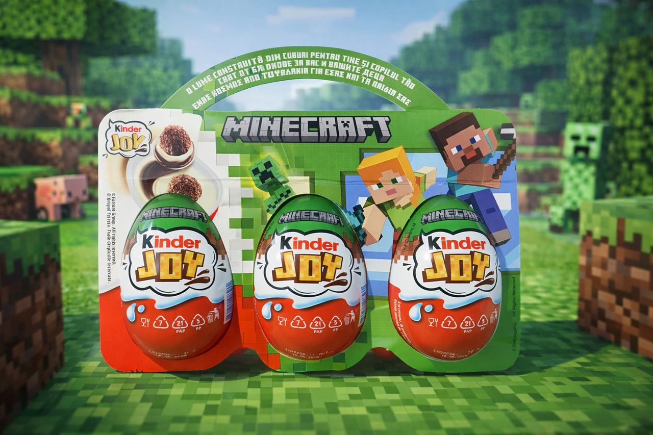 Набір Шоколадне яйце з Іграшкою Kinder JOY Maincraft Series Surprise Green Кіндер Джой Майнкрафт 12 Персонажів 3шт Упаковка 60г