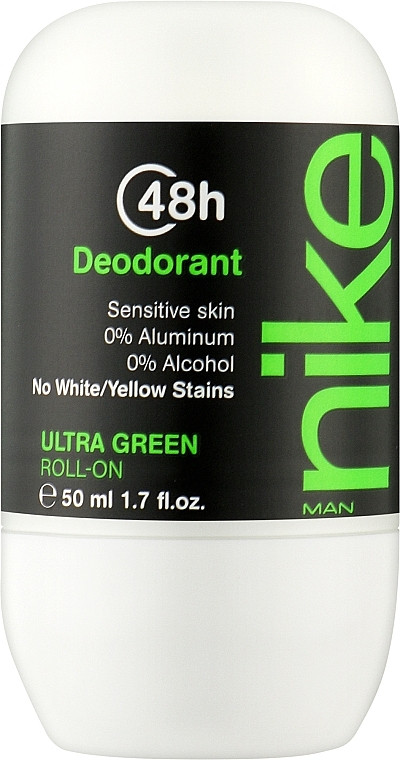 Дезодорант Шариковий Nike Man Ultra Green 48H Deodorant Sensitive Roll‑On Найк Ультра зелений без алюмінію Рол-Он Сенсітів 50мл