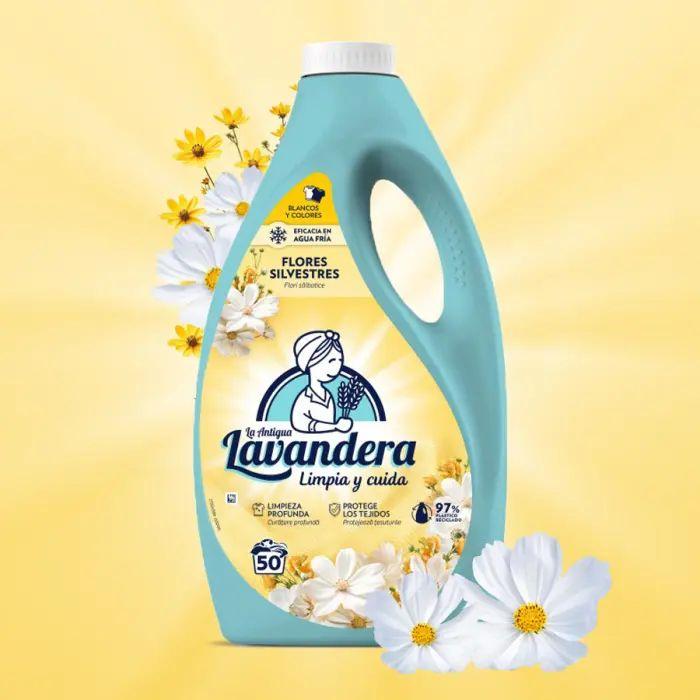 Гель для прання Універсальний Lavandera Flores Silvestres Limpia y cuida Лавандера Польові квіти догляд та очищення 50прань 2500мл