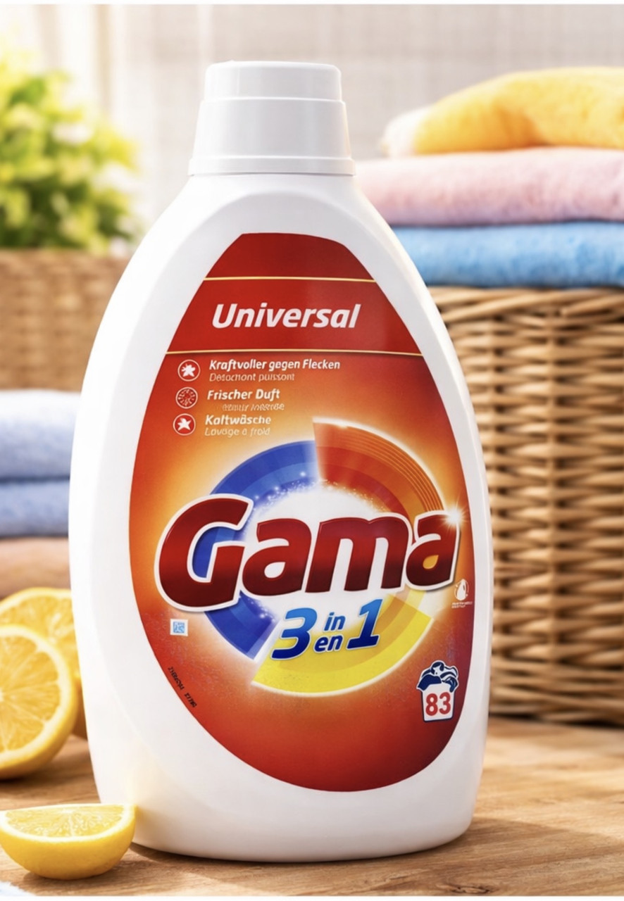 Гель для прання Універсальний Gama 3in1 Universal Washing Gel Гама для всіх типів білизни 83прань Каністра 3735мл