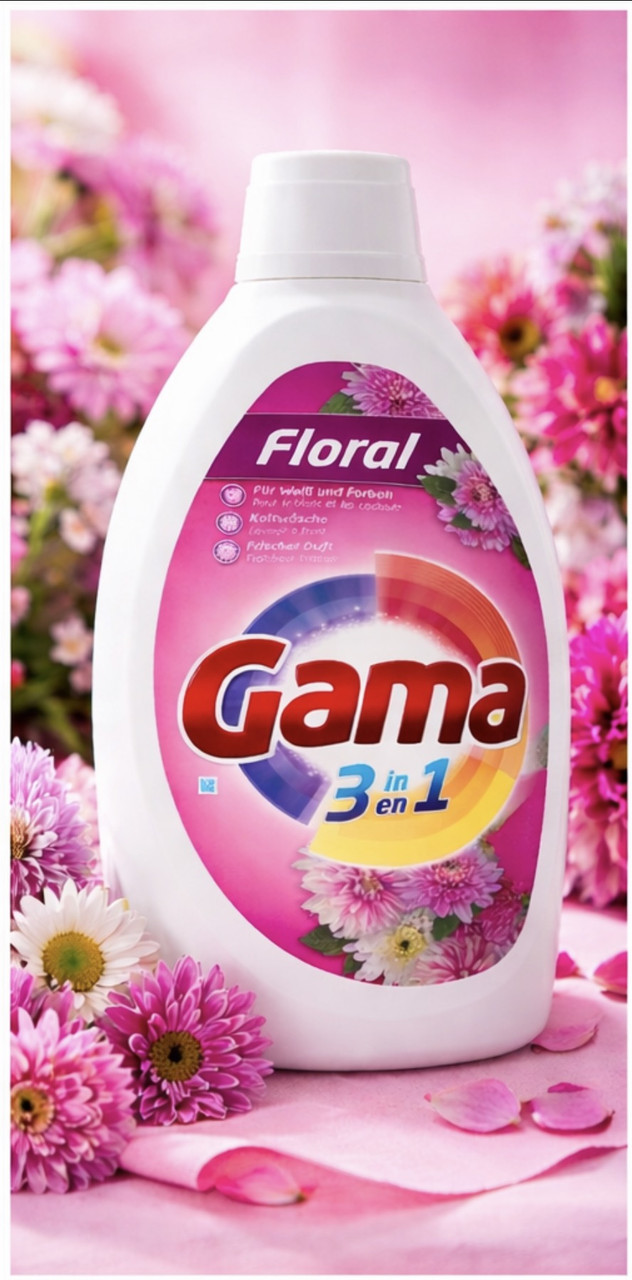 Гель для прання Флорал Gama 3in1 Floral Color&White Washing Gel Гама для Білої та Кольорової білизни 100прань Каністра 4500мл