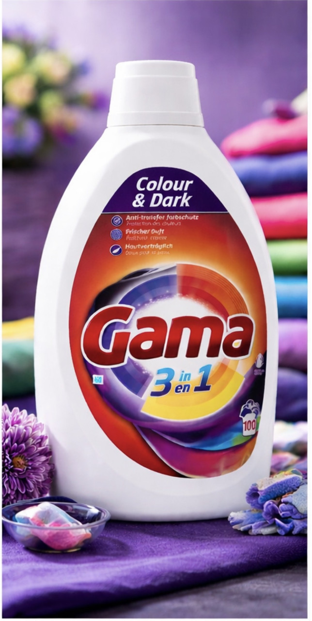 Гель для прання Кольор Gama 3in1 Color&Dark Washing Gel Гама для Кольорової та Темної білизни 100прань Каністра 4500мл