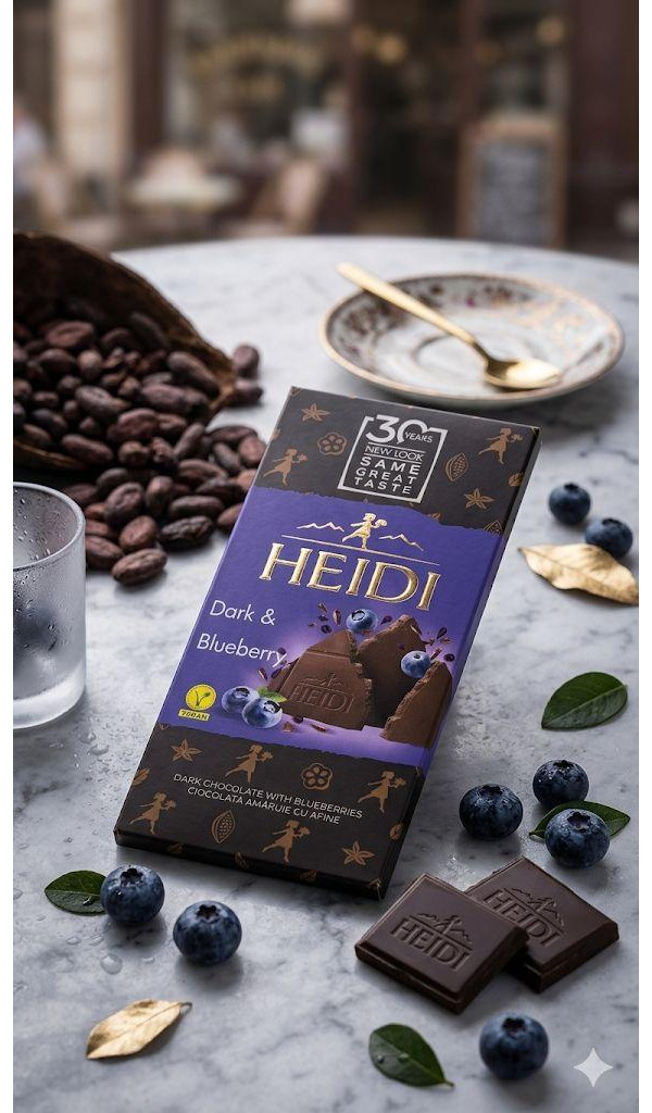 Шоколад чорний Heidi Dark&Blueberry Dark Chocolate 48% Хайді плитка Чорниця в темному шоколаді Плитка 80г