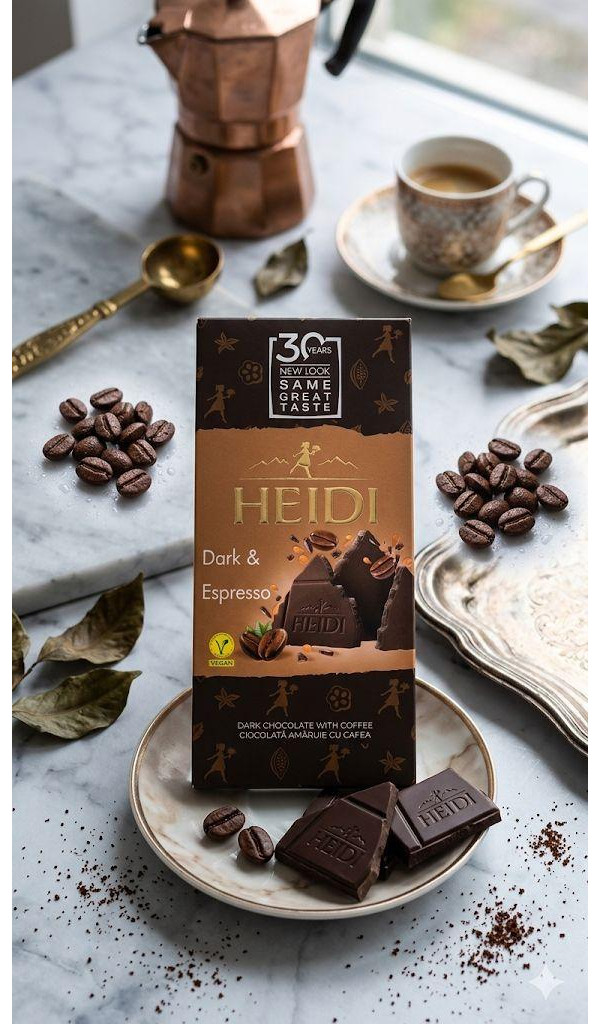 Шоколад чорний Heidi Dark&Espresso Coffee Chocolate 48% Хайді плитка кава Еспресо в темному шоколаді Плитка 80г