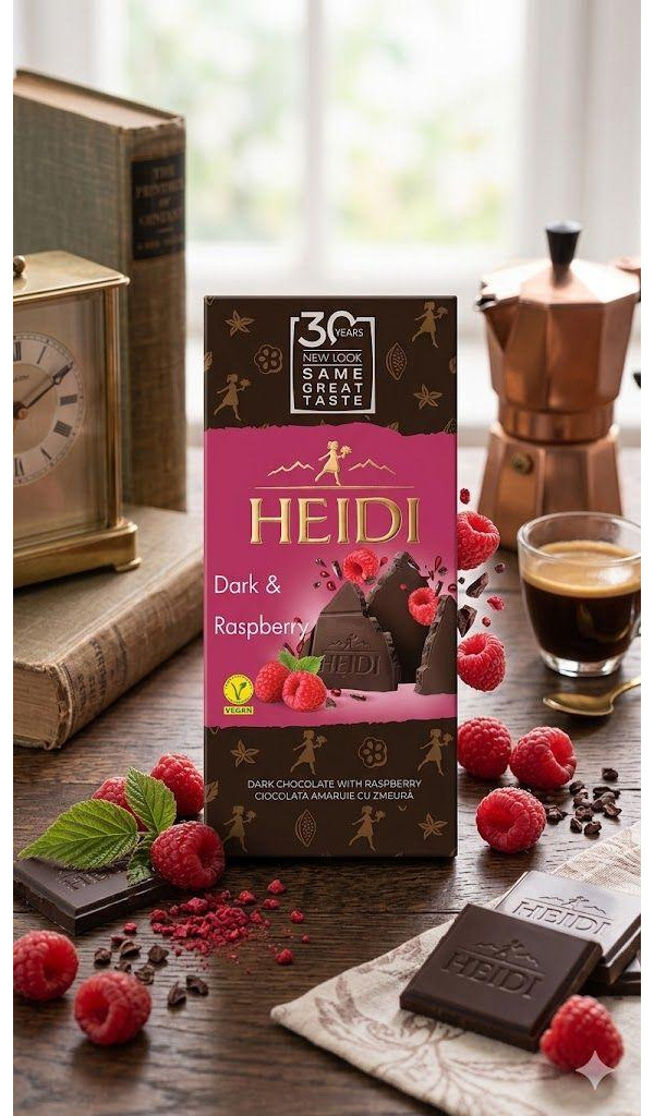 Шоколад чорний Heidi Dark&Raspberry Dark Chocolate 48% Хайді плитка солодка Малина в темному шоколаді Плитка 80г