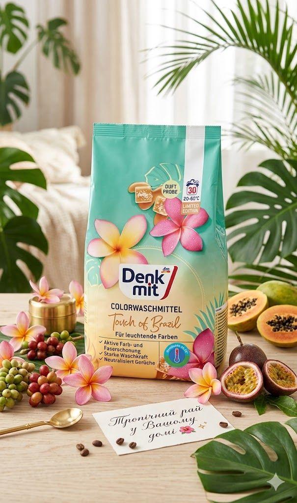 Порошок для прання Кольорових Речей Denkmit ColorWaschmittel Touch of Brazil Денкміт дотик Бразилії 30прань 1950г