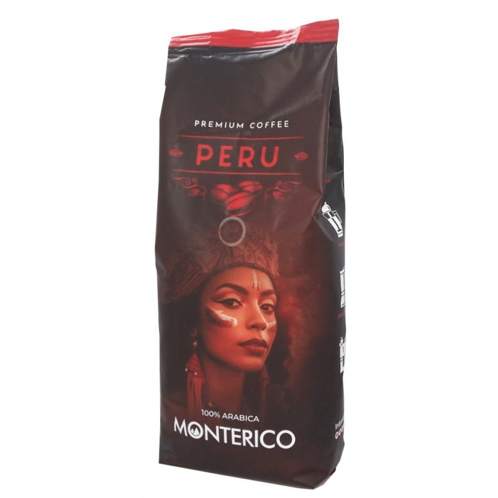 Кава в зернах Monterico Peru Premium Coffee 100% Arabica Монтеріко Перу Преміум Арабіка Пакет з клапаном 1000г