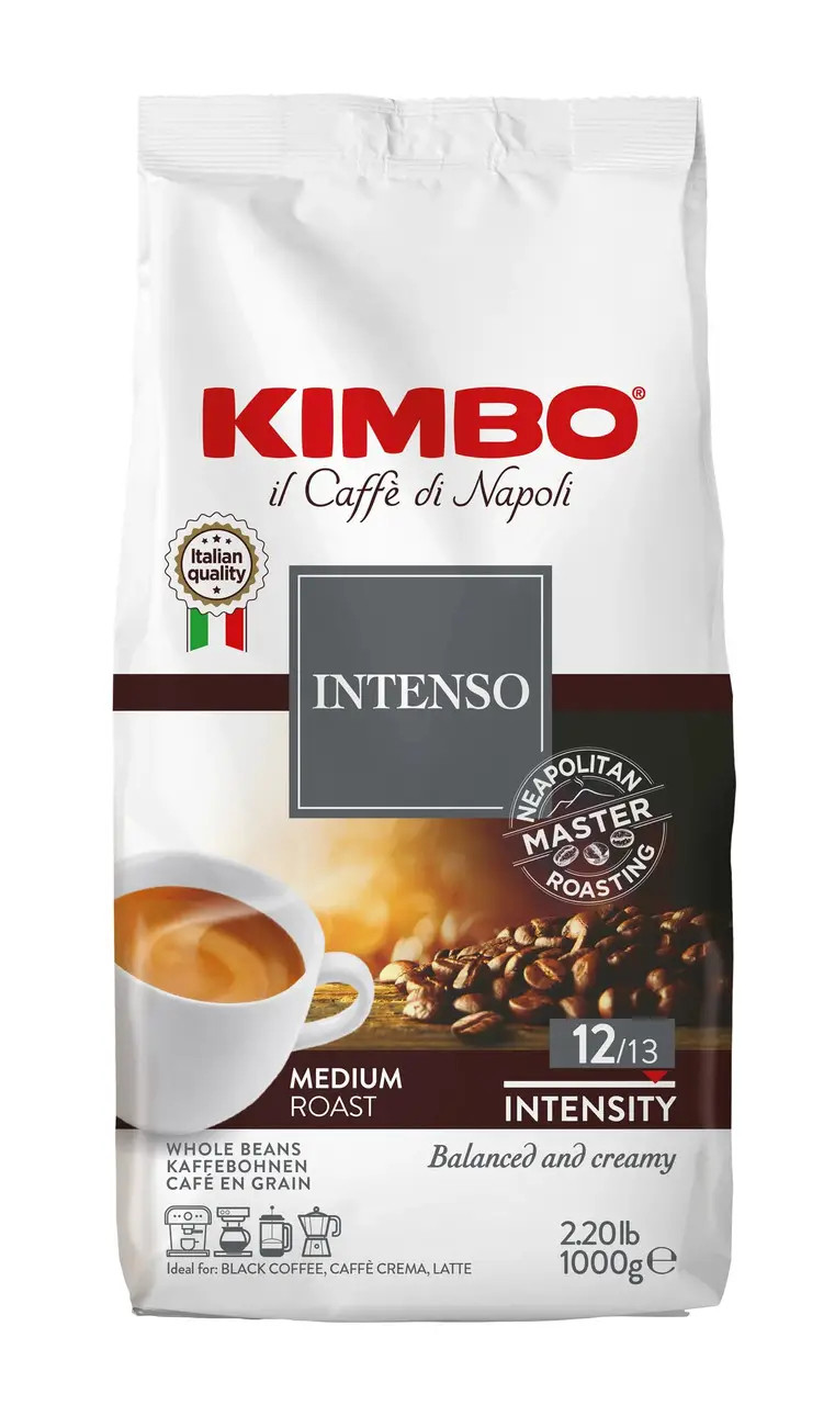 Кава в зернах Kimbo Intenso Medium Roast Balanced&Creamy Кімбо Інтензо Збалансована купаж арабіки Пакет 1кг