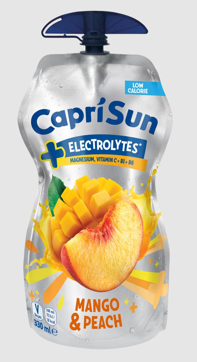 Напій з фруктовим соком Дитячий Capri-Sun Electrolytes Mango&Peach Капрі Сан Манго Персик з Електролітами Дой-пак з клапаном 330мл