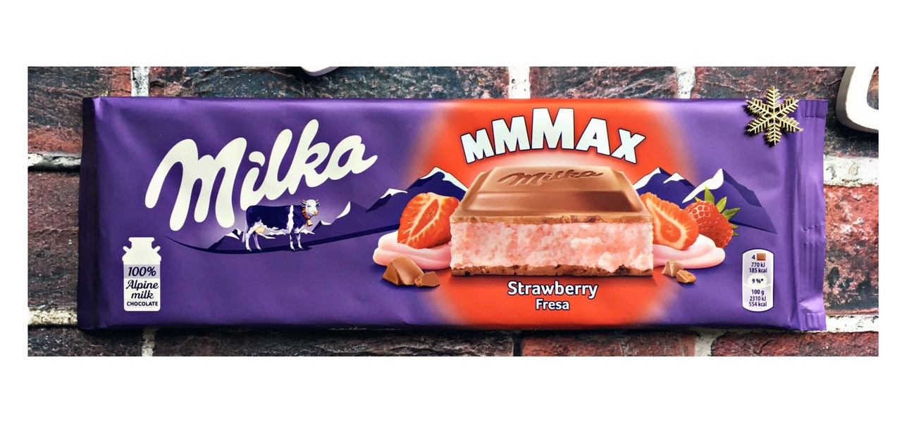 Шоколад плитка Milka mmMAX Strawberry Fresa Мілка Молочний з полуничним Йогуртом 300г