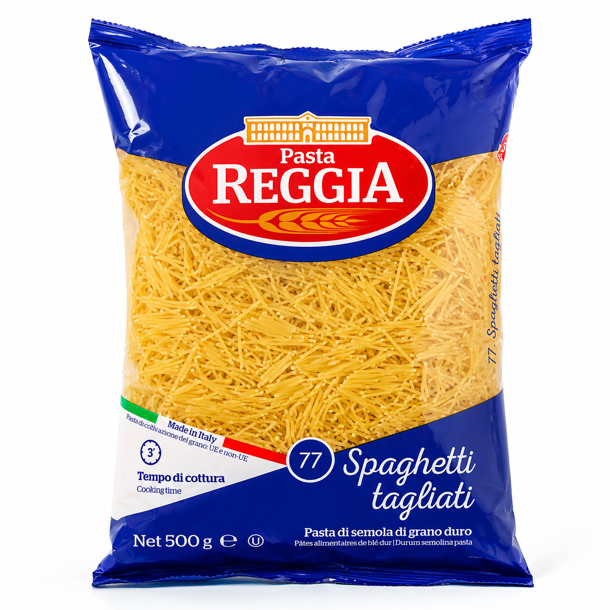 Макарони Спагетті міні Pasta Reggia №77 Spaghetti Tagliati Реджія Паста Макарони короткі Пшеничні Тверді сорти 500г