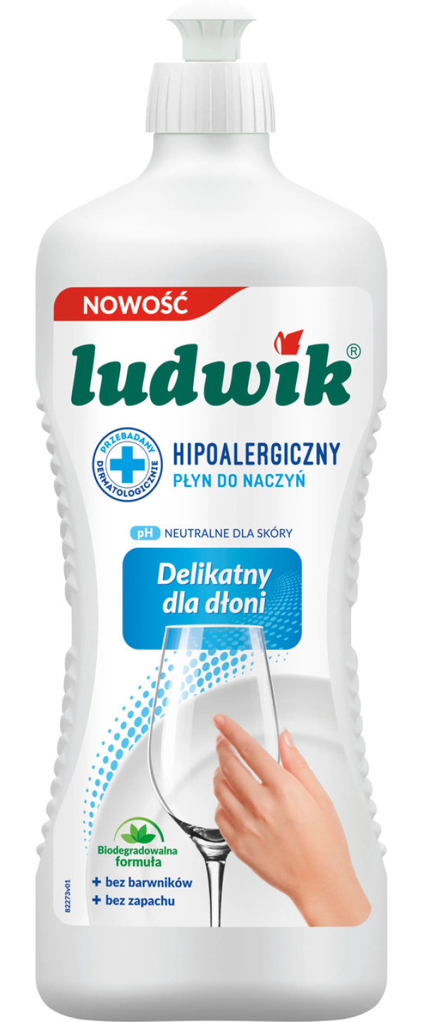 Гель для миття посуду Сенсітів Ludwik Hipoalergiczny Delikatny dla Dloni Людвік Делікатний Гіпоалергенний Без аромату 900г