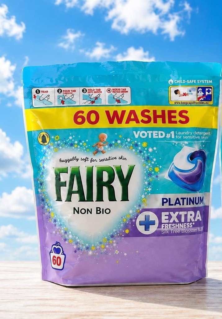 Капсули для прання Дитячі Сенсітів Fairy Non Bio Platinum Extra Freshness Silk Tree Фейрі нон Біо Платінум Чутлива шкіра Шовк 60шт