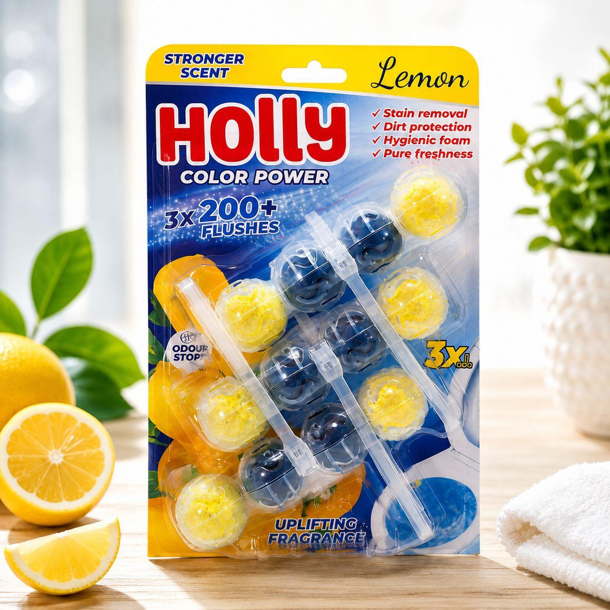 Набір Підвіска блоки для Унітазу Holly Color Power Lemon Холлі Очищувач ароматизатор Лимон 3шт 200змивів
