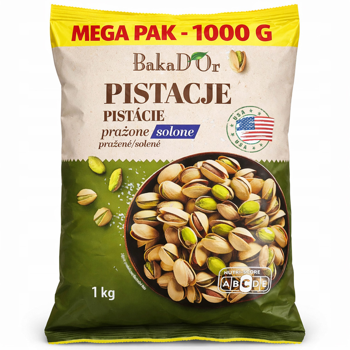 Фісташки каліфорнійські Солені BakaD’or Pistacje Prazone Solone MegaPack БакаДОр горішки Смажені напіввідкриті Пакет 1000г