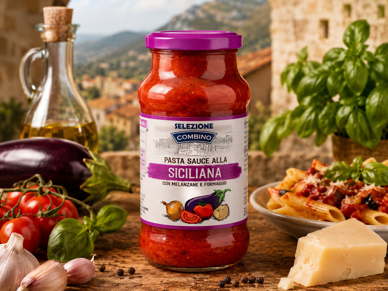 Соус до Пасти Сіцилійський Combino Selezione pasta Sauce alla Siciliana Комбіно до макарон з Баклажанами та сиром 350г