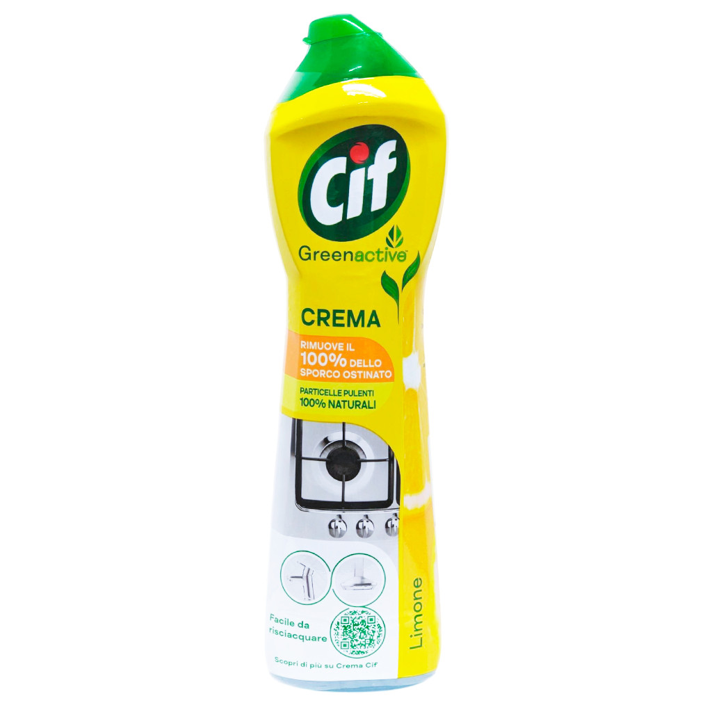 Крем Молочко для очищення Побутових поверхонь Cif Cream GreenActive Limone СІФ для Кухні Лимон 500мл