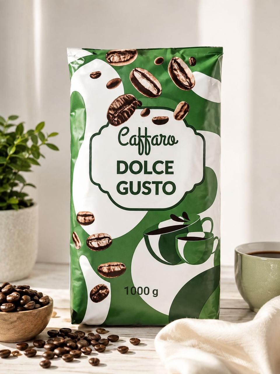 Кава в зернах Caffaro Dolce Gusto Arabica&Robusta Каффаро Дольче Густо купаж Арабіки та робусти Пакет 1000г