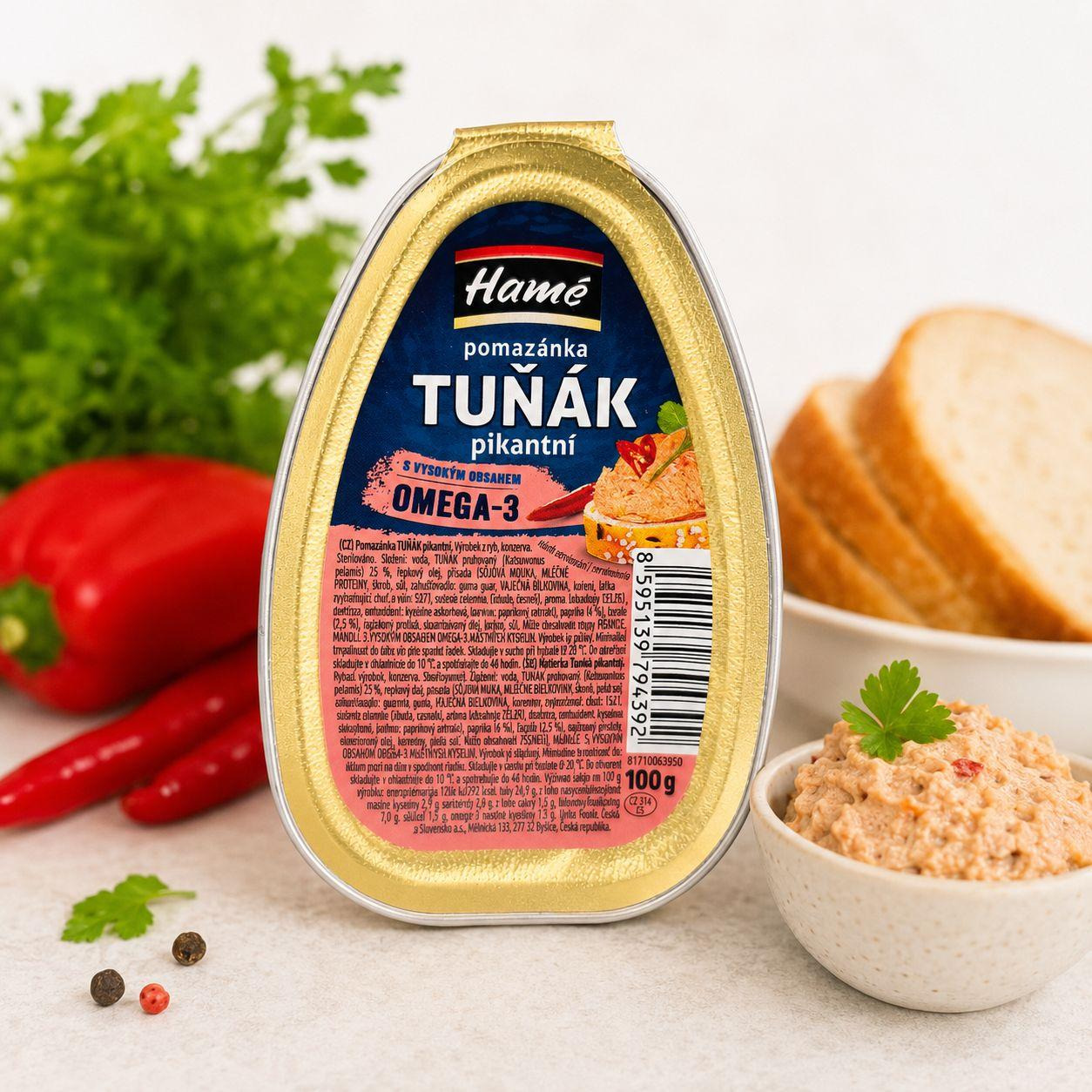Паштет Hame Tunak pomazanka Pikantni Omega-3 Хаме тунець Пікантний Рибний паштет Омега-3 Помазанка Лодочка 100г