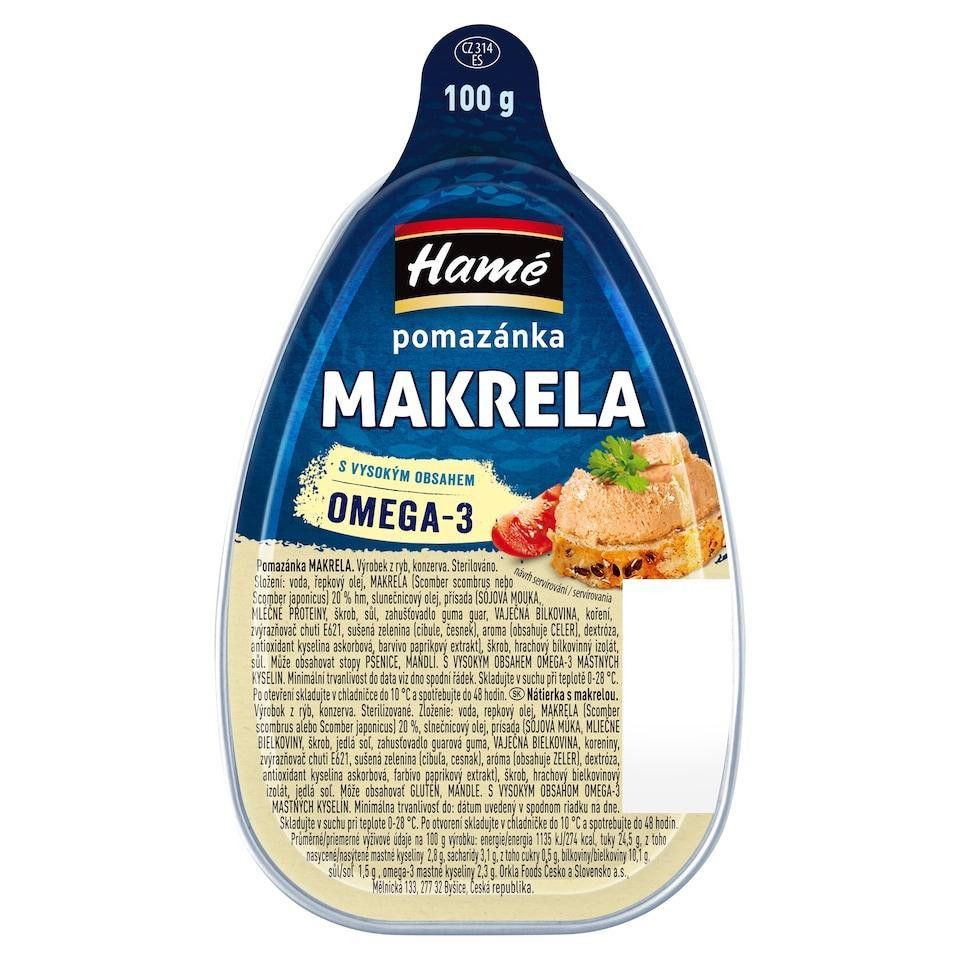 Паштет рибний Скумбрія Hame Tunak pomazanka Makrela Omega-3 Хаме Макрель Помазанка Омега-3 Лодочка 100г