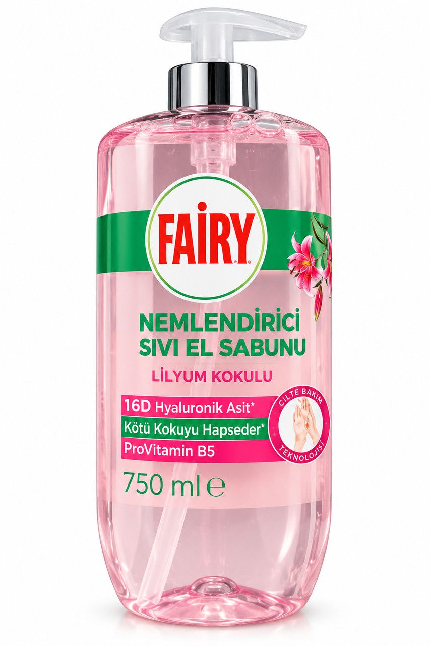 Мило-крем рідке для рук зволожуюче Fairy Lilyum Kokulu Sıvı El Sabunu Hyaluronic Acid Provitamin B5 Фейрі Лілія з дозатором 750 мл