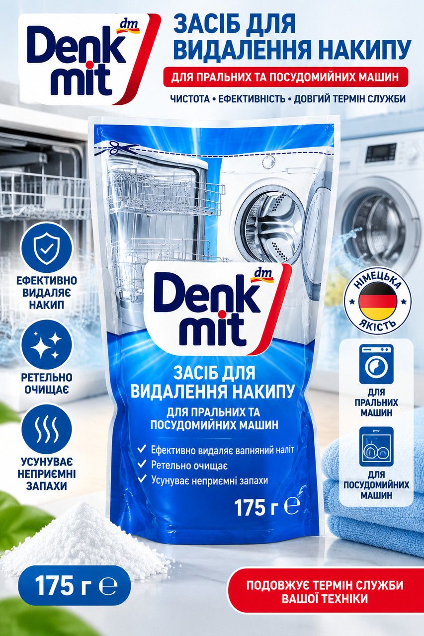 Порошок для видалення Накипу пральних і посудомийних Машин Denkmit Maschinen-Entkalker Денкміт антикальк 175г