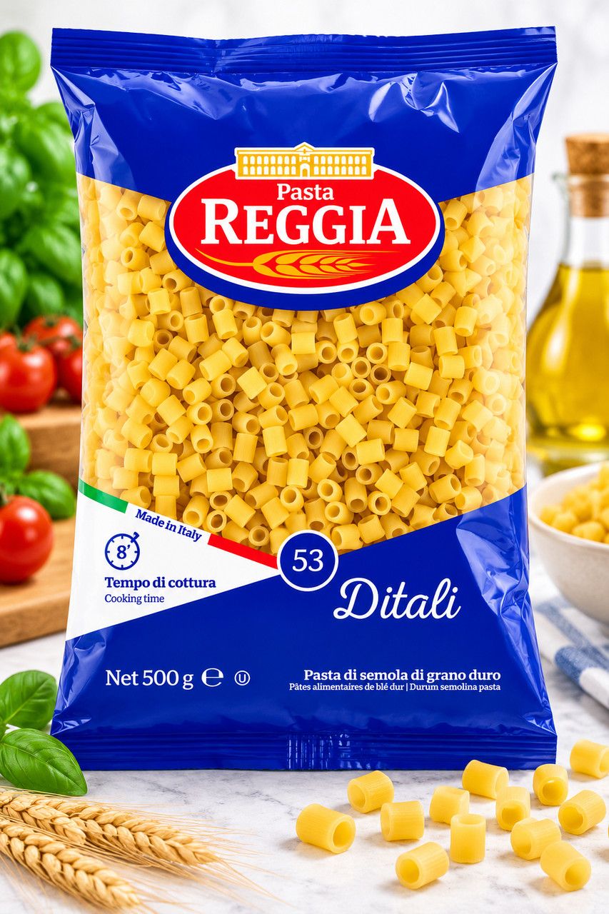 Макарони Діталі Pasta Reggia №53 Ditali Паста Реджіа міні-Трубочки з твердих сортів пшениці Пакет 500г