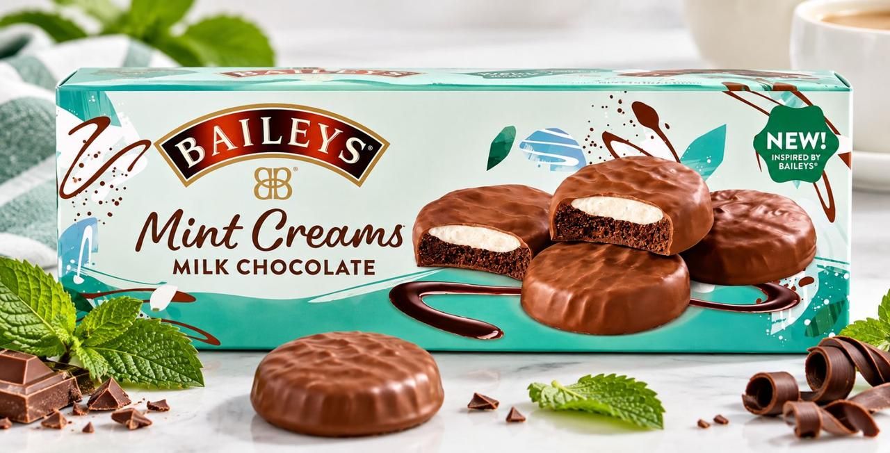 Печиво в молочному шоколаді Baileys Mint Creams Milk Chocolate Бейліс з м’ятним кремом Коробка 128г