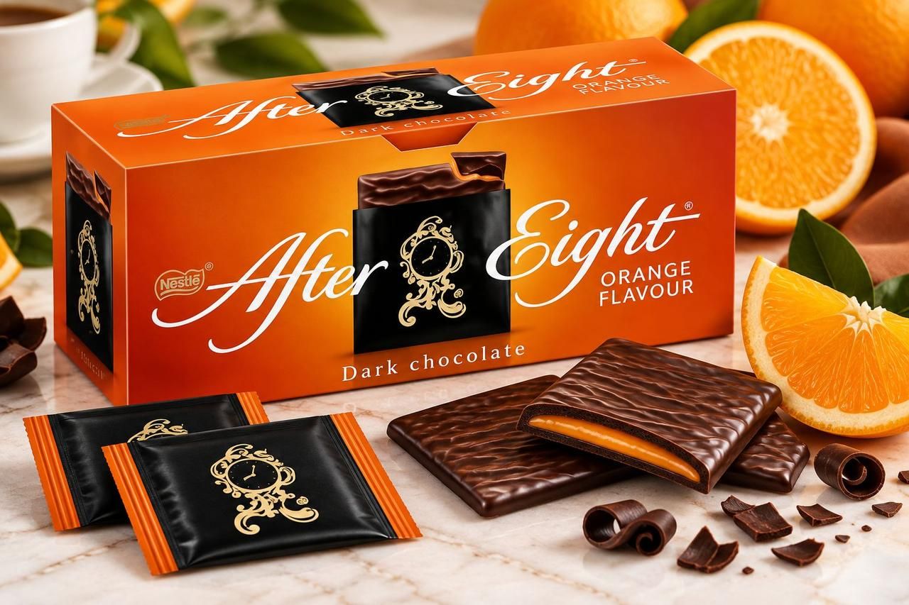 Шоколад чорний з Апельсиновим кремом Nestle After Eight Orange Dark Chocolate Нестле пластинки 24шт 200г
