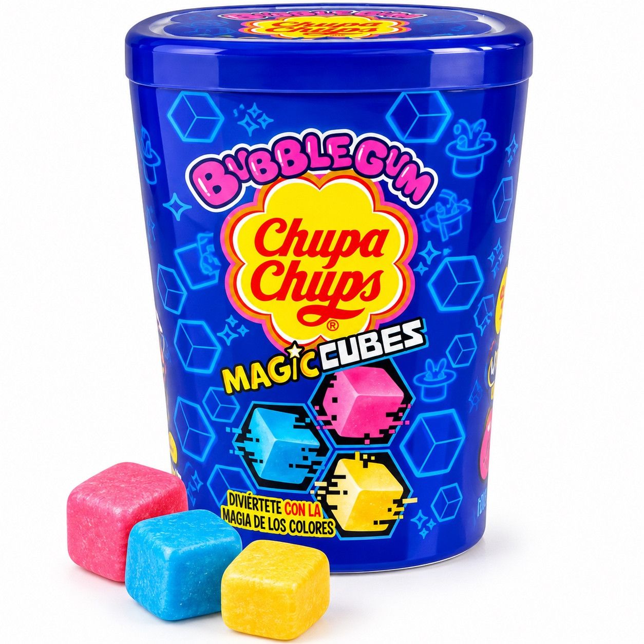 Жувальна гумка Chupa Chups Bubble Gum Magic Cubes Чупа Чупс фруктове асорті жуйки Магічні Кубики Банка 41шт 86г