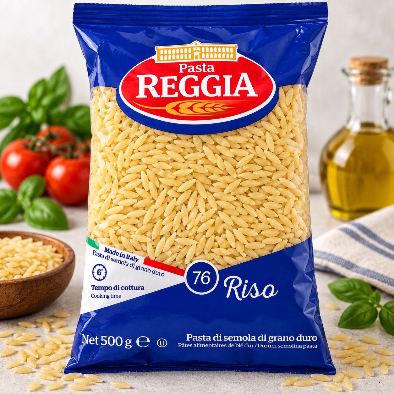 Макарони Різони Pasta Reggia №76 Riso Реджія Паста Реджія Рисинки Пшеничні Тверді сорти Пакет 500г