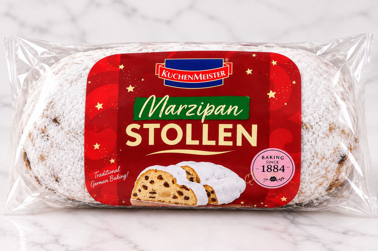 Штолен Різдвяний KuchenMeister Marzipan Stollen КухенМайстер з марципаном та родзинками традиційний німецький кекс 500г