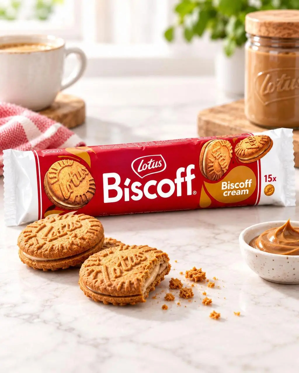 Печиво сендвіч Lotus Biscoff Sandwich Biscoff Cream Лотус Біскофф карамелізоване з кремовою начинкою 15шт 150г