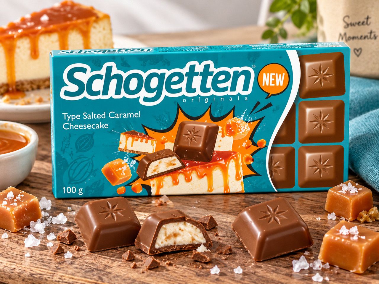 Шоколад молочний Schogetten Originals Salted Caramel Cheesecake Шогеттен Чізкейк Солона карамель та кремова начинка 18шт 100г