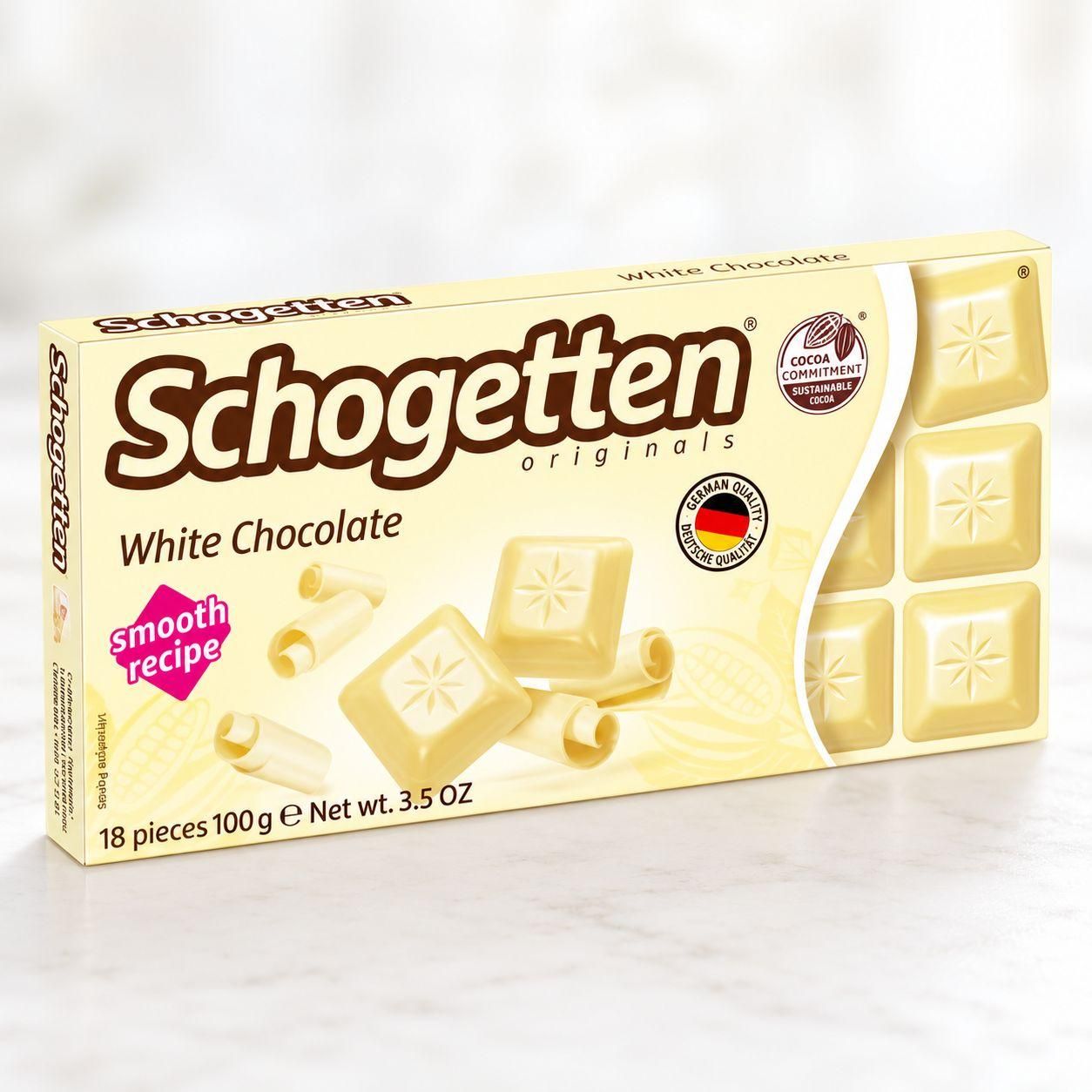 Шоколад білий Schogetten Originals White Chocolate Шогеттен Оригіналс ніжний вершковий порційний Шоколад 18шт 100г