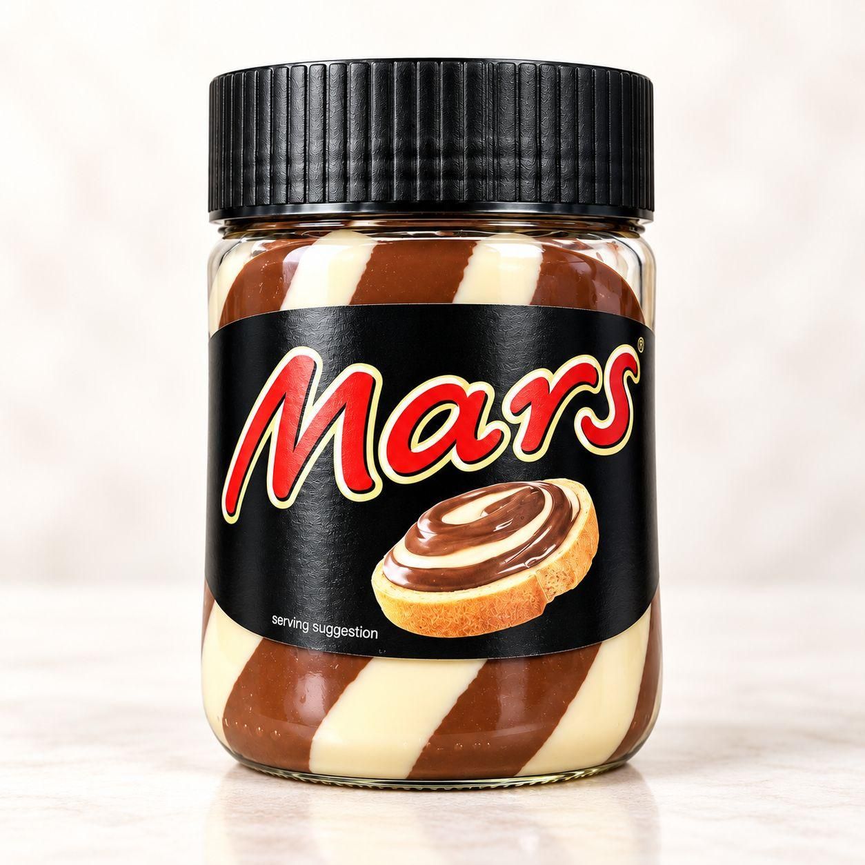 Паста шоколадно-карамельна полосата Mars Марс Двоколірна паста з ніжним молочним кремом для тостів млинців і десертів 350г