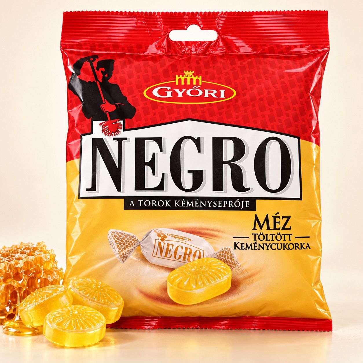 Цукерки Льодяники Gyori Negro Mez Honey Дьорі Негро Медові з Медовою Начинкою Смоктальна Карамель Мадярські Пакет 159г