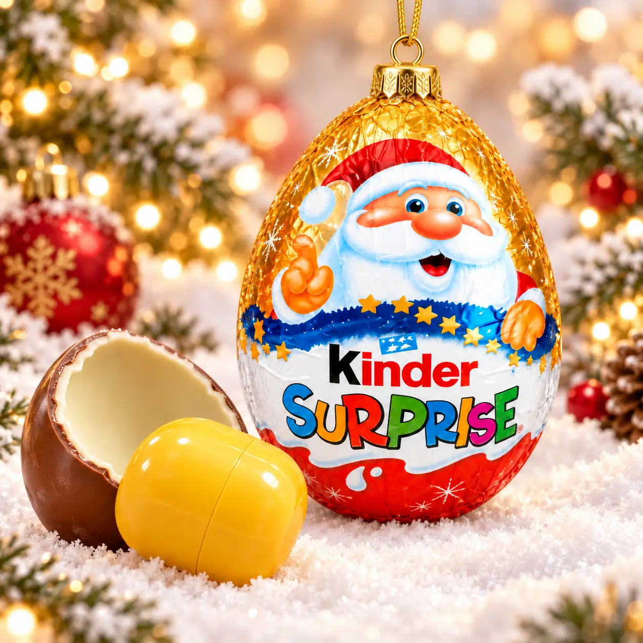 Шоколадне Яйце з Іграшкою та Підвіскою на Ялинку Kinder Surprise Christmas Santa Кіндер Сюрприз Санта Новорічне 1шт 20г