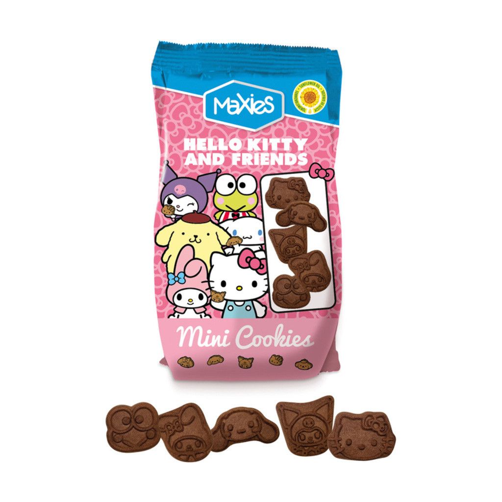 Печиво злакове фігурне MaXies Hello Kitty and Friends Mini Cookies Максіс Хелло Кітті з какао 100г