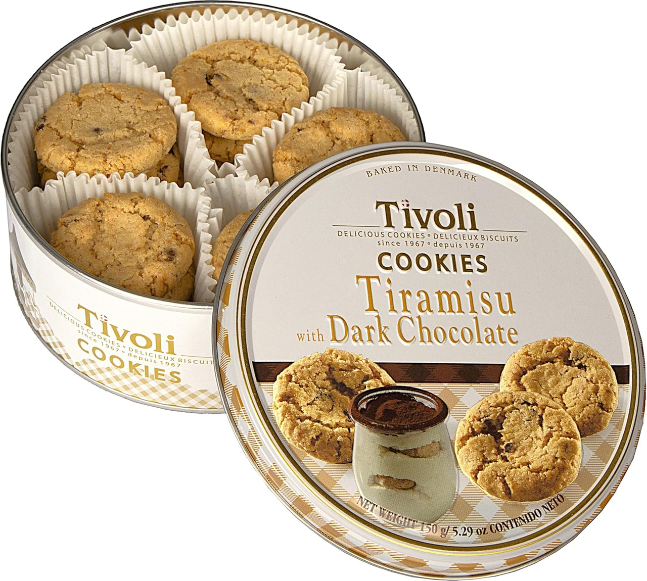 Печиво вершкове Cвяткове Jacobsens Bakery Tivoli Delicious Danish Cookies Tiramisu&Dark Chocolate Тірамісу Чорний шоколад Бокс 150г