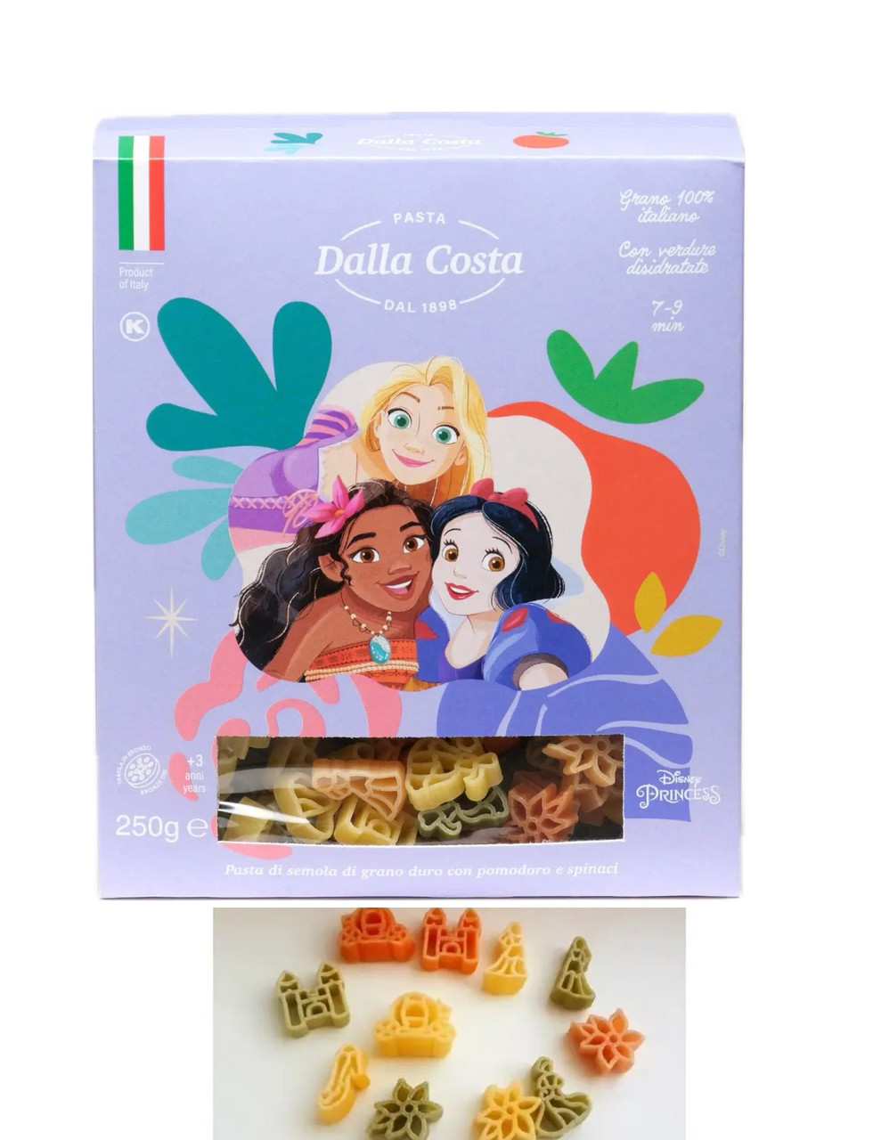 Макарони Дитячі Мультяшні Dalla Costa Disney Princess Pasta Далла Коста Паста Дісней Принцесси Коробка 250г