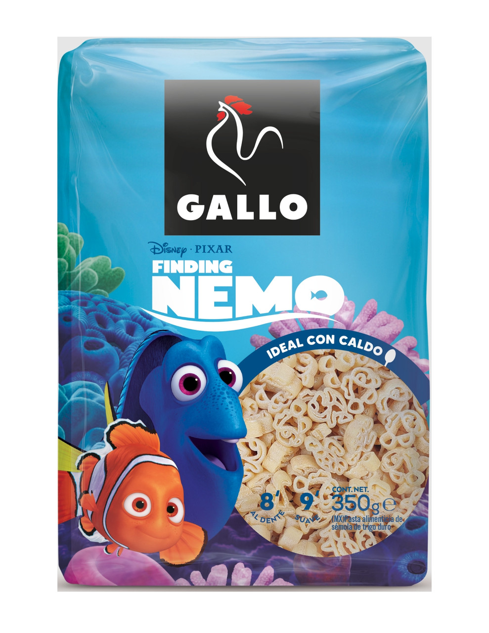 Макарони Дитячі Мультяшні Gallo Disney Pixar Finding Nemo Pasta Галло Паста Дісней піксар Знайди Немо білі Пакет 300г