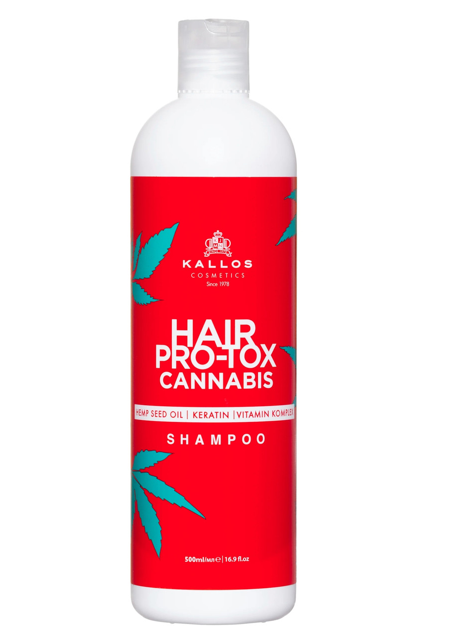 Шампунь для волосся Зміцнююча дія Kallos Cosmetics Hair Pro-tox Shampoo Cannabis Каллош олія Конопель Кератин Комплекс Вітаміни 1л