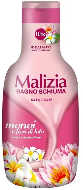 Гель-піна для душу ванни Зволоження Malizia Bagno Schiuma Monoi fiori Loto Bath Foam Малізія Моной та квіти Лотоса 1000мл