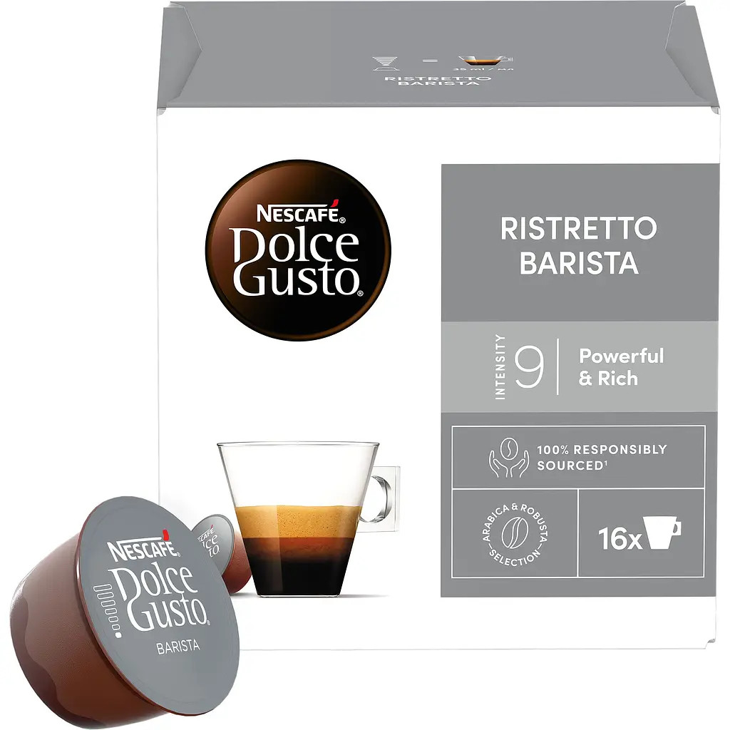 Кава мелена в Капсулах Nescafe Dolce Gusto Ristretto Barista Powerful&Rich Нескафе Міцний Насичений 16шт 100г