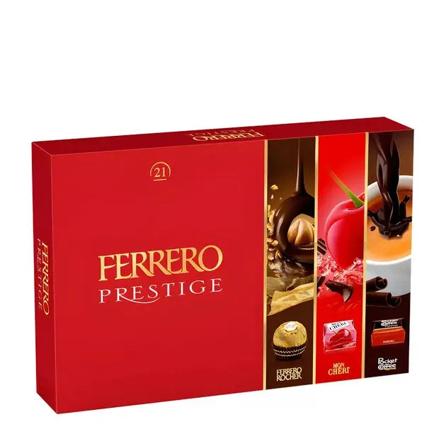 Набір Подарунковий Елегантні цукерки Ferrero Rocher Prestige Фереро преміум Престиж 3 види 21шт Коробка 246г