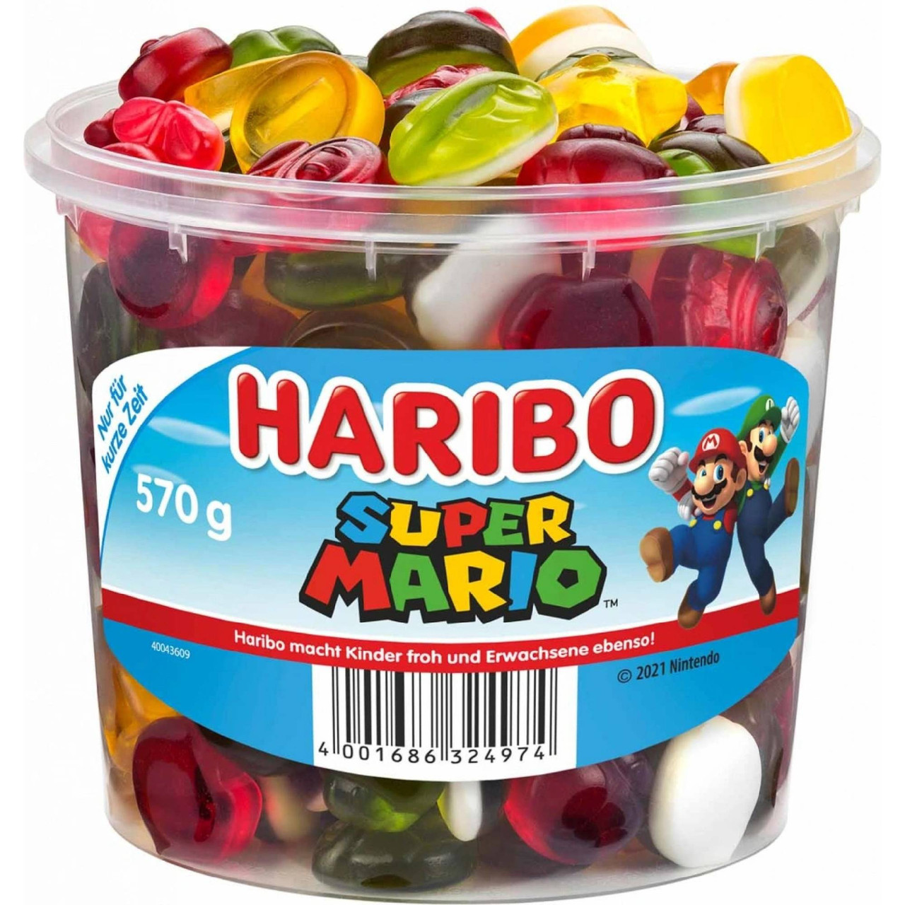 Цукерки желейні Haribo Super Mario Series Fruit Mix Box Харібо Супер Маріо жувальні Фруктовий мікс Відерце з кришкою 570г